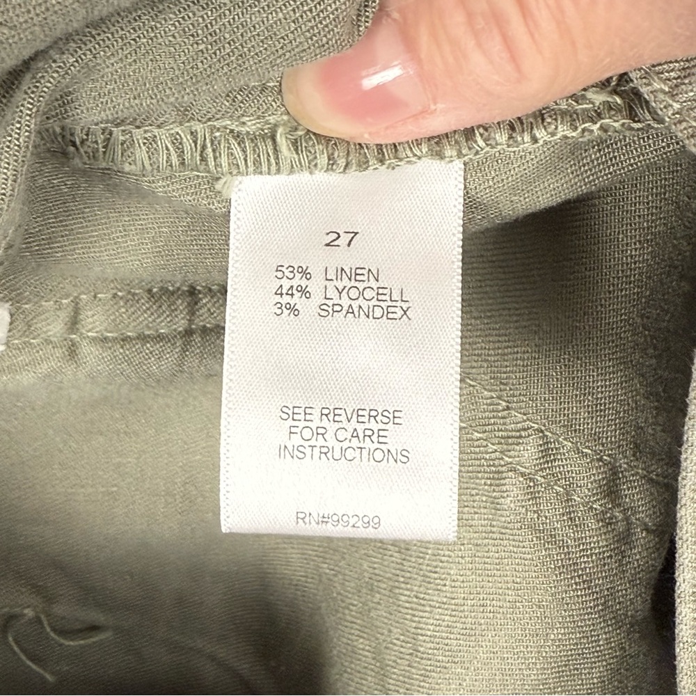 EVEREVE Joelle Wide Leg Pant Size 27 Linen/Lyocell Light Olive - Picture 10 of 16